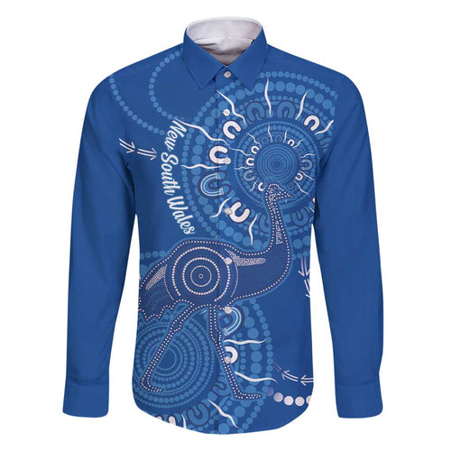 Australia New South Wales Family Matching Short Sleeve Bodycon Dress and Hawaiian Shirt Aussie Emu With Aboriginal Art