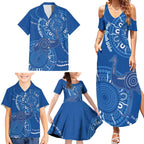 Australia New South Wales Family Matching Summer Maxi Dress and Hawaiian Shirt Aussie Emu With Aboriginal Art