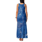 Australia New South Wales Family Matching Tank Maxi Dress and Hawaiian Shirt Aussie Emu With Aboriginal Art
