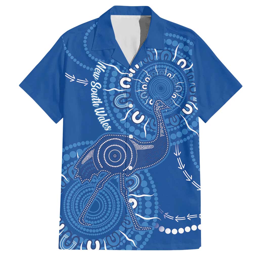 Australia New South Wales Hawaiian Shirt Aussie Emu With Aboriginal Art