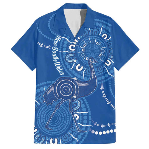 Australia New South Wales Hawaiian Shirt Aussie Emu With Aboriginal Art