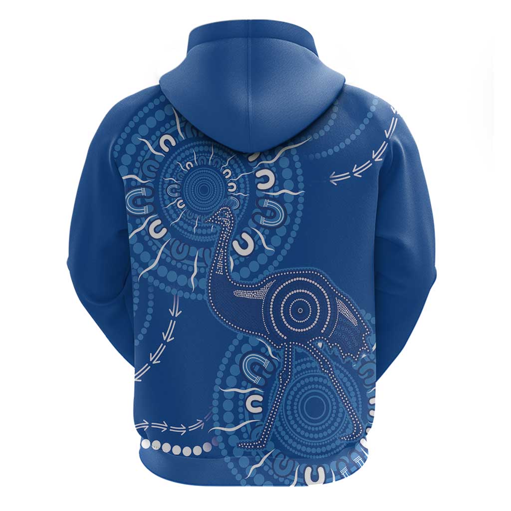 Australia New South Wales Hoodie Aussie Emu With Aboriginal Art