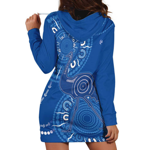 Australia New South Wales Hoodie Dress Aussie Emu With Aboriginal Art