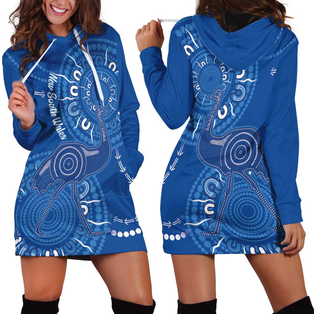 Australia New South Wales Hoodie Dress Aussie Emu With Aboriginal Art