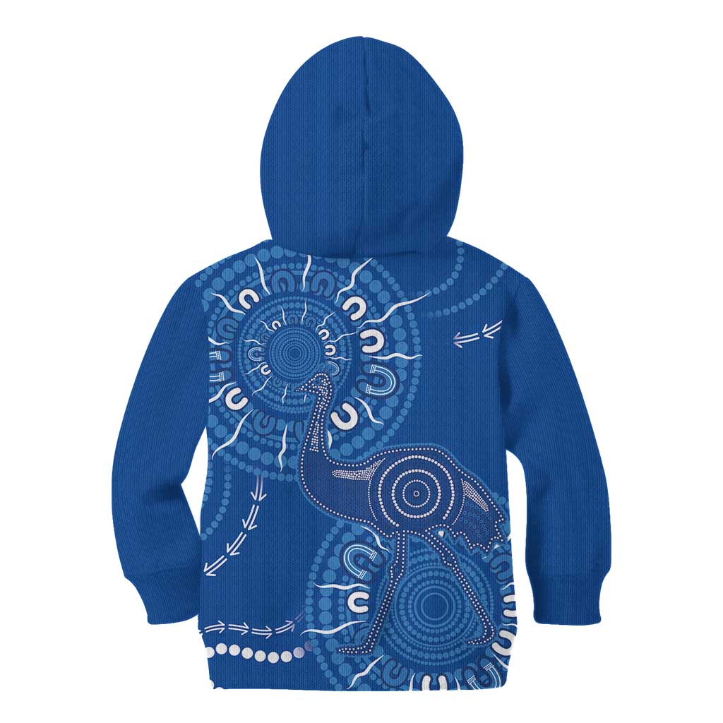 Australia New South Wales Kid Hoodie Aussie Emu With Aboriginal Art
