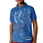 Australia New South Wales Kid Polo Shirt Aussie Emu With Aboriginal Art