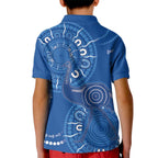 Australia New South Wales Kid Polo Shirt Aussie Emu With Aboriginal Art
