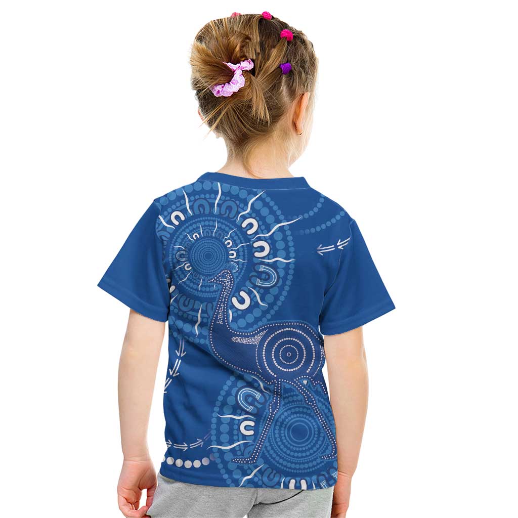 Australia New South Wales Kid T Shirt Aussie Emu With Aboriginal Art