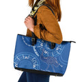 Australia New South Wales Leather Tote Bag Aussie Emu With Aboriginal Art