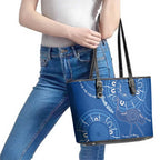Australia New South Wales Leather Tote Bag Aussie Emu With Aboriginal Art