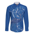 Australia New South Wales Long Sleeve Button Shirt Aussie Emu With Aboriginal Art