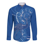 Australia New South Wales Long Sleeve Button Shirt Aussie Emu With Aboriginal Art