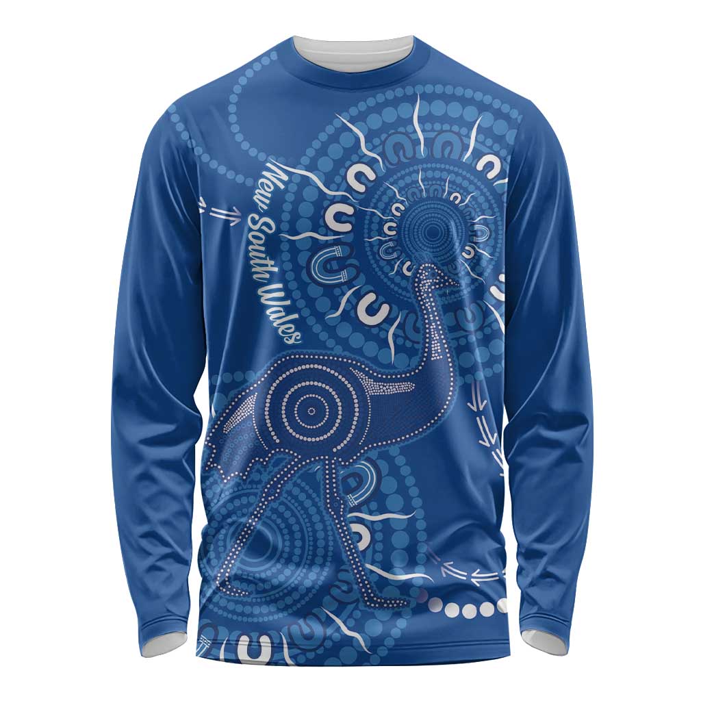 Australia New South Wales Long Sleeve Shirt Aussie Emu With Aboriginal Art