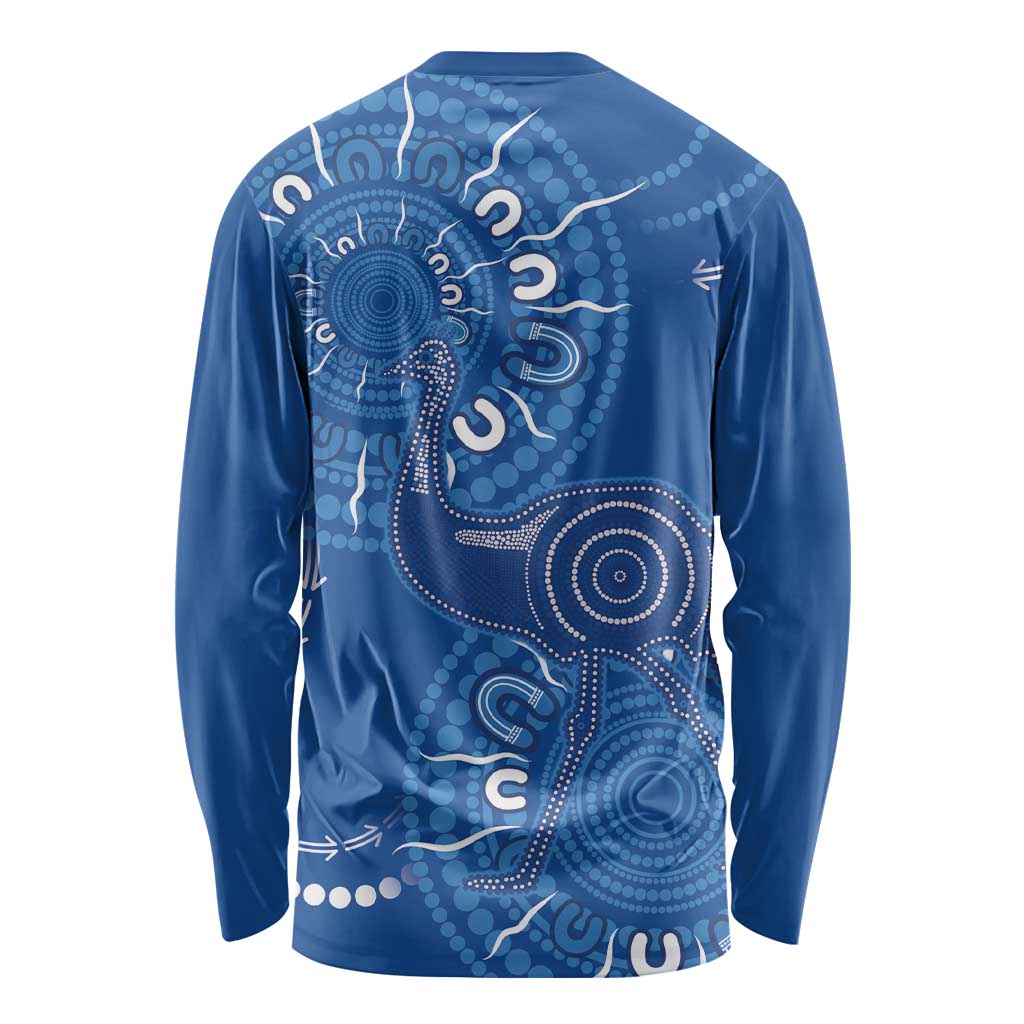 Australia New South Wales Long Sleeve Shirt Aussie Emu With Aboriginal Art