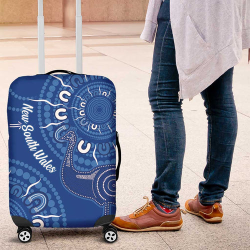 Australia New South Wales Luggage Cover Aussie Emu With Aboriginal Art