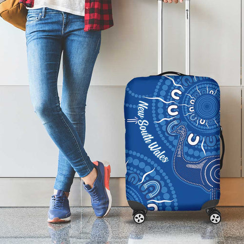 Australia New South Wales Luggage Cover Aussie Emu With Aboriginal Art