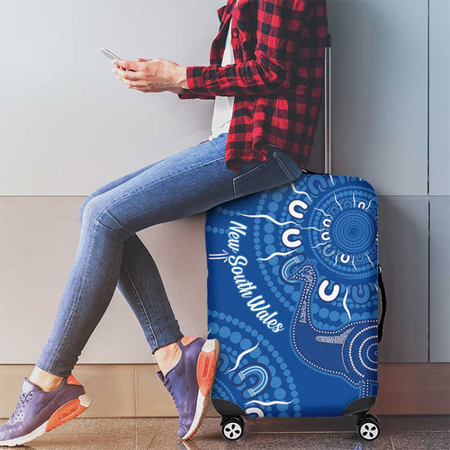 Australia New South Wales Luggage Cover Aussie Emu With Aboriginal Art
