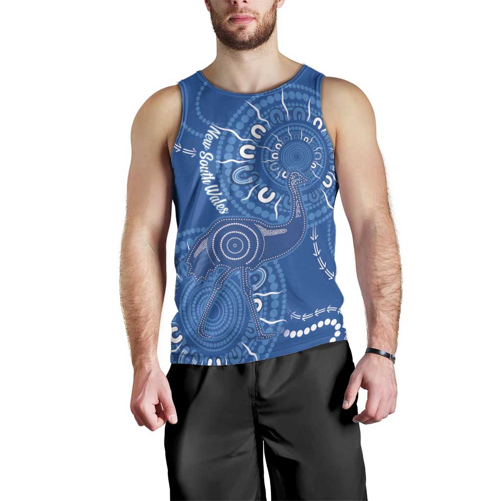 Australia New South Wales Men Tank Top Aussie Emu With Aboriginal Art
