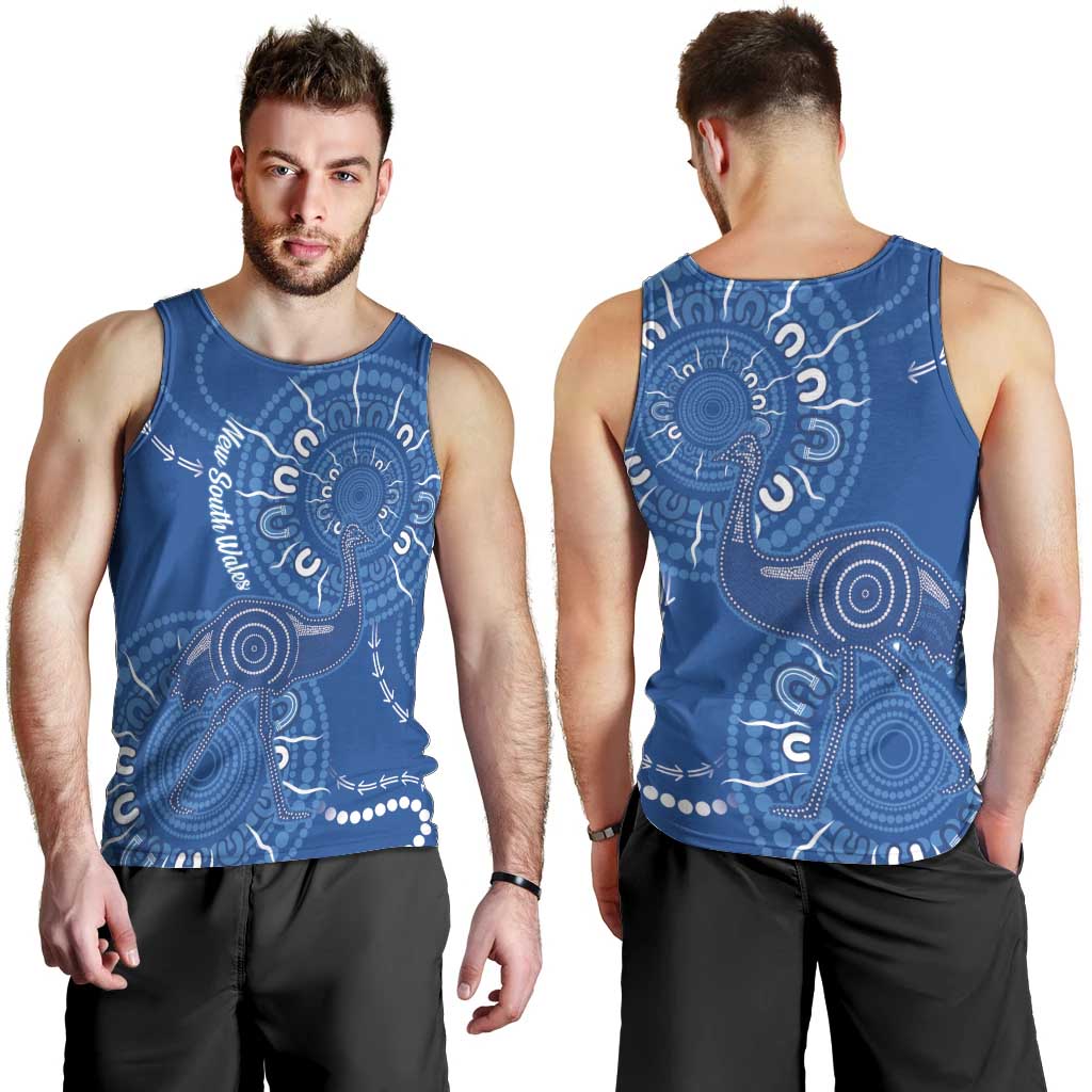 Australia New South Wales Men Tank Top Aussie Emu With Aboriginal Art