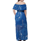 Australia New South Wales Off Shoulder Maxi Dress Aussie Emu With Aboriginal Art