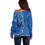 Australia New South Wales Off Shoulder Sweater Aussie Emu With Aboriginal Art