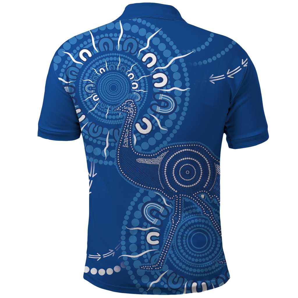 Australia New South Wales Polo Shirt Aussie Emu With Aboriginal Art