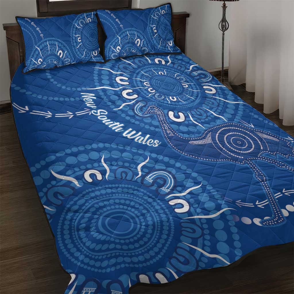 Australia New South Wales Quilt Bed Set Aussie Emu With Aboriginal Art