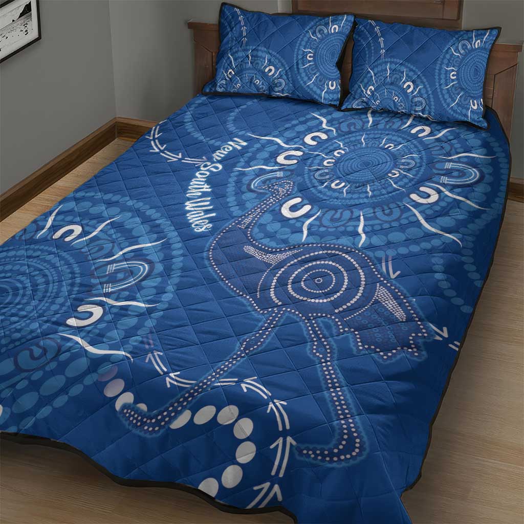 Australia New South Wales Quilt Bed Set Aussie Emu With Aboriginal Art