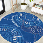 Australia New South Wales Round Carpet Aussie Emu With Aboriginal Art