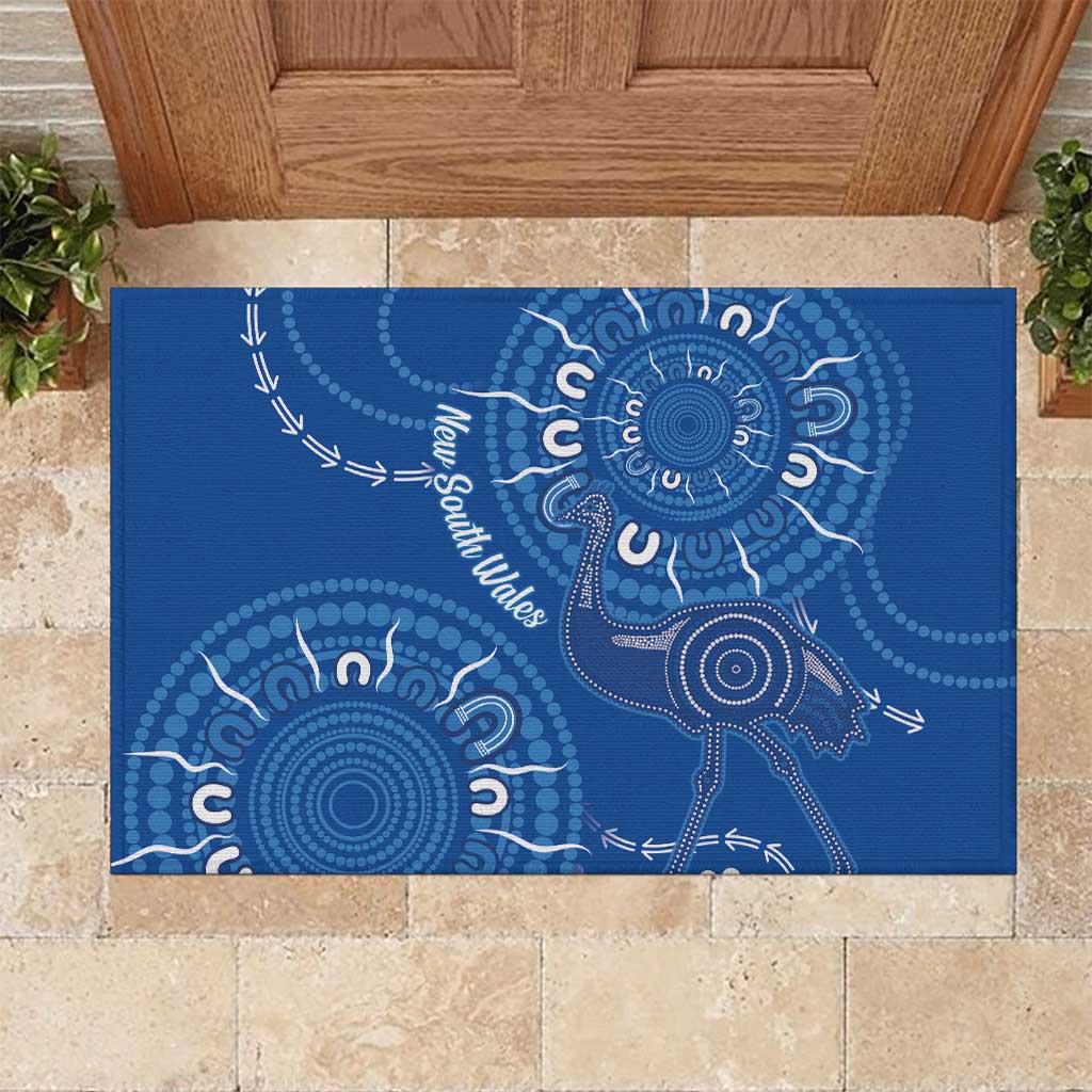 Australia New South Wales Rubber Doormat Aussie Emu With Aboriginal Art