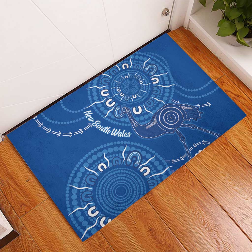 Australia New South Wales Rubber Doormat Aussie Emu With Aboriginal Art