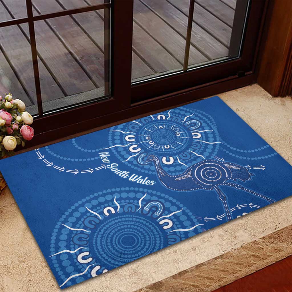 Australia New South Wales Rubber Doormat Aussie Emu With Aboriginal Art
