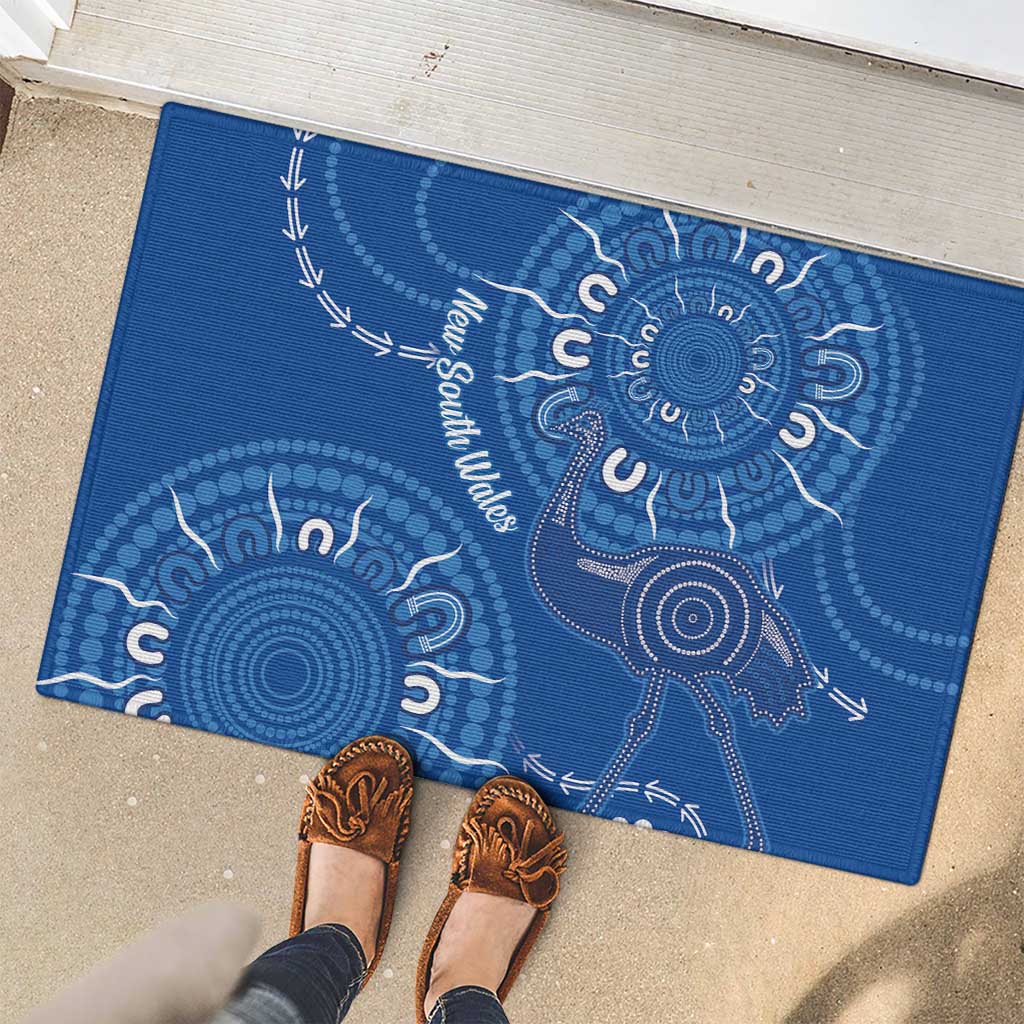 Australia New South Wales Rubber Doormat Aussie Emu With Aboriginal Art