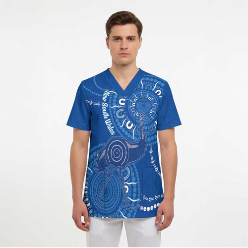 Australia New South Wales Scrub Top Aussie Emu With Aboriginal Art - Aussie Hoodie