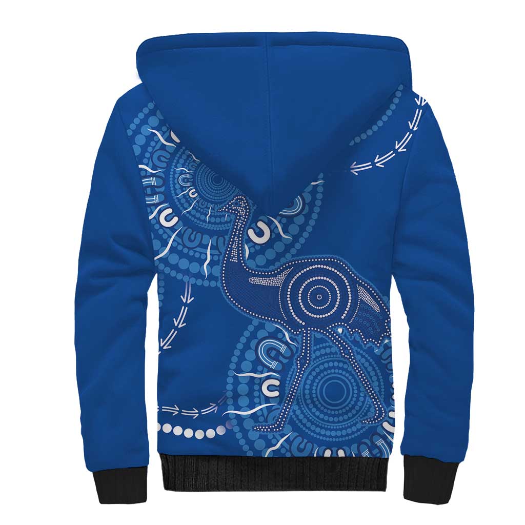 Australia New South Wales Sherpa Hoodie Aussie Emu With Aboriginal Art