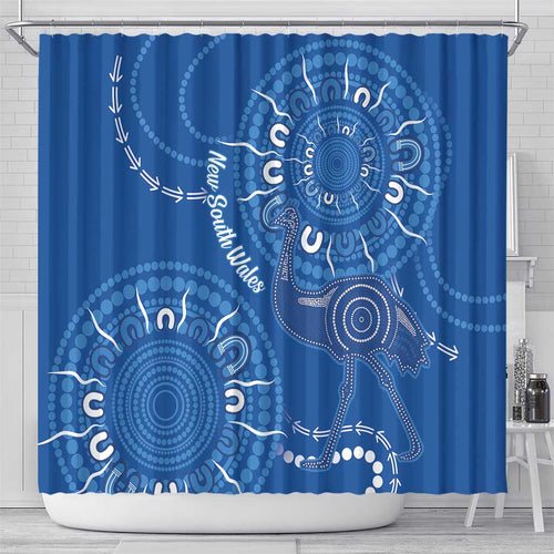 Australia New South Wales Shower Curtain Aussie Emu With Aboriginal Art
