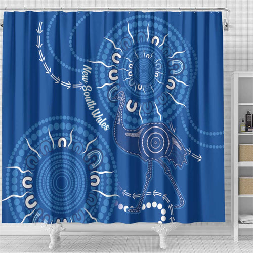 Australia New South Wales Shower Curtain Aussie Emu With Aboriginal Art