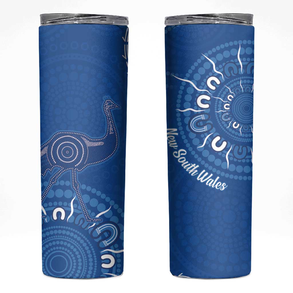 Australia New South Wales Skinny Tumbler Aussie Emu With Aboriginal Art