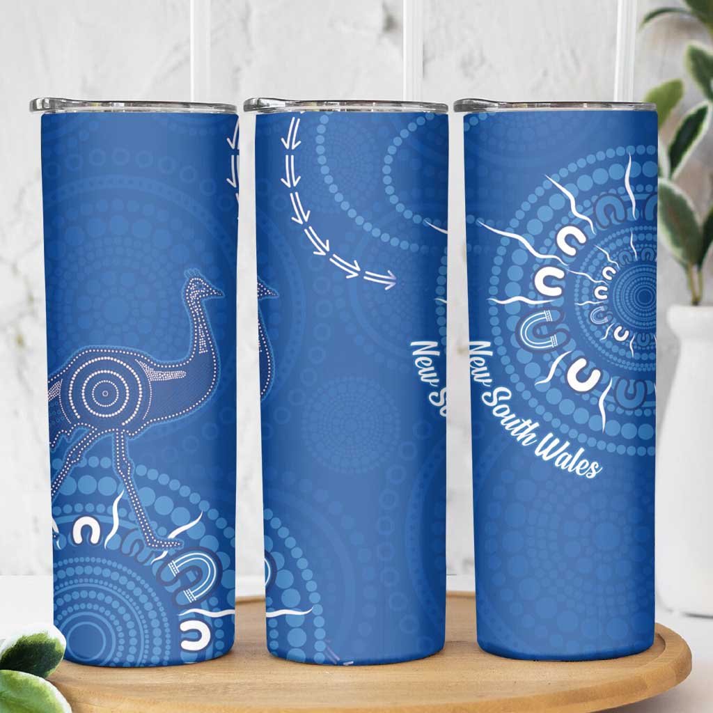 Australia New South Wales Skinny Tumbler Aussie Emu With Aboriginal Art
