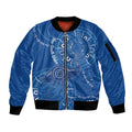 Australia New South Wales Sleeve Zip Bomber Jacket Aussie Emu With Aboriginal Art