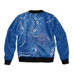 Australia New South Wales Sleeve Zip Bomber Jacket Aussie Emu With Aboriginal Art