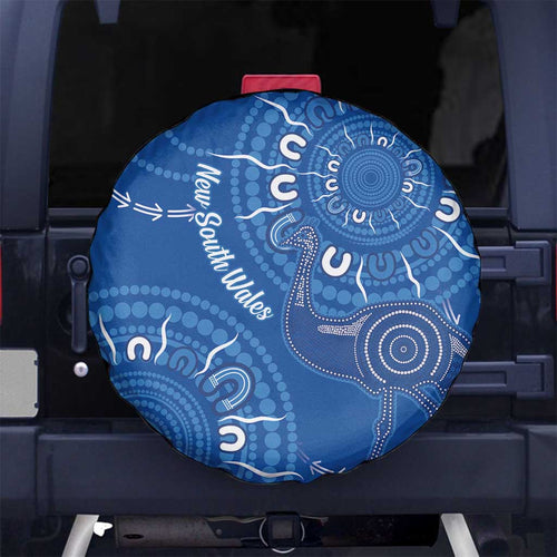 Australia New South Wales Spare Tire Cover Aussie Emu With Aboriginal Art