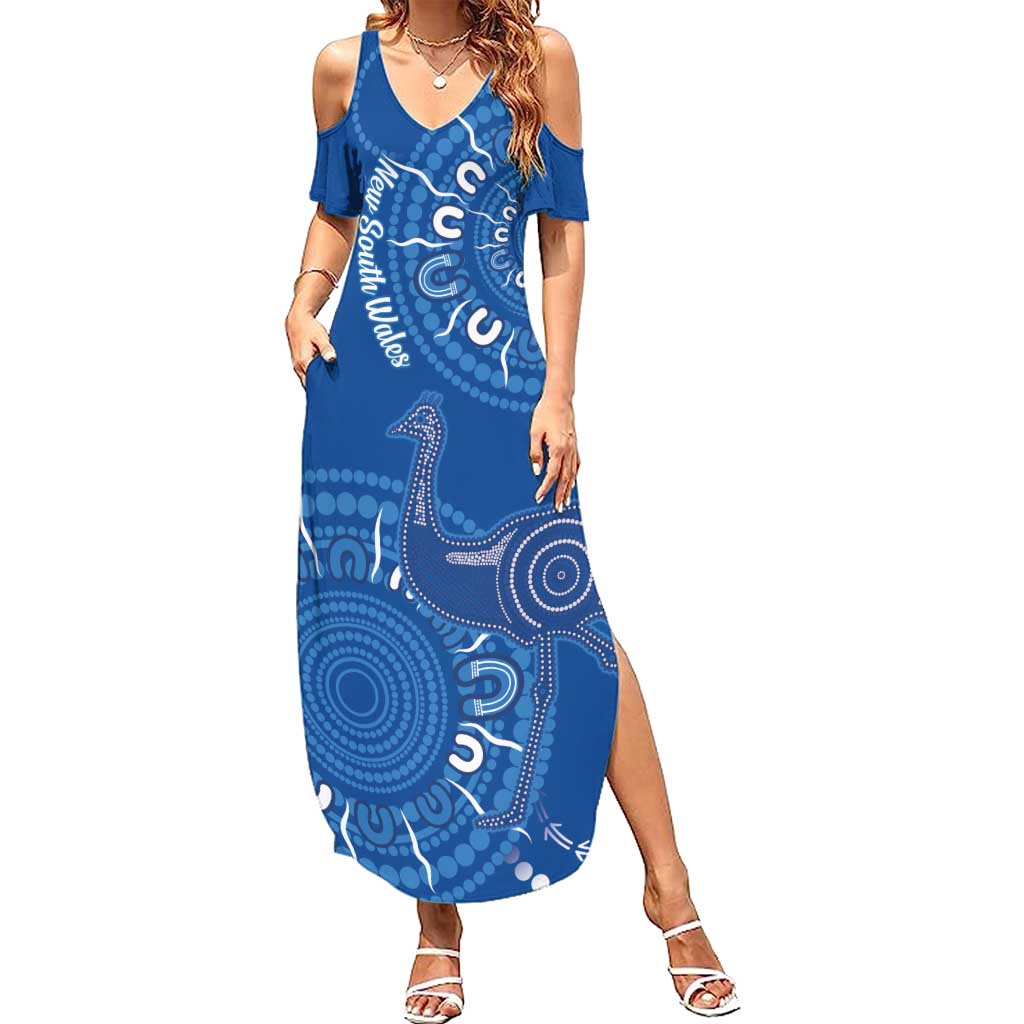 Australia New South Wales Summer Maxi Dress Aussie Emu With Aboriginal Art