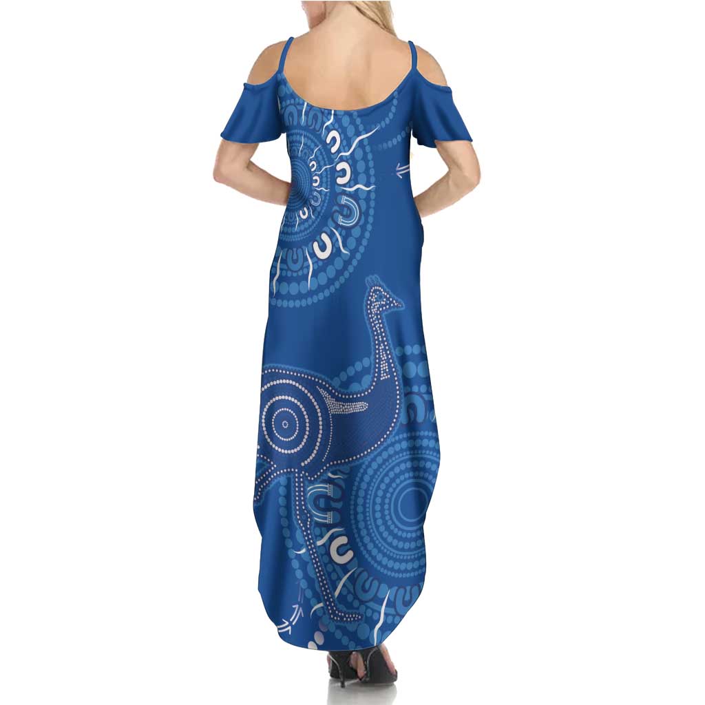 Australia New South Wales Summer Maxi Dress Aussie Emu With Aboriginal Art