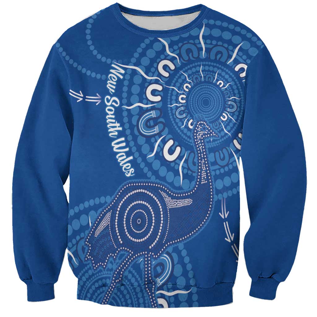Australia New South Wales Sweatshirt Aussie Emu With Aboriginal Art