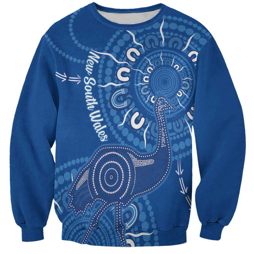 Australia New South Wales Sweatshirt Aussie Emu With Aboriginal Art
