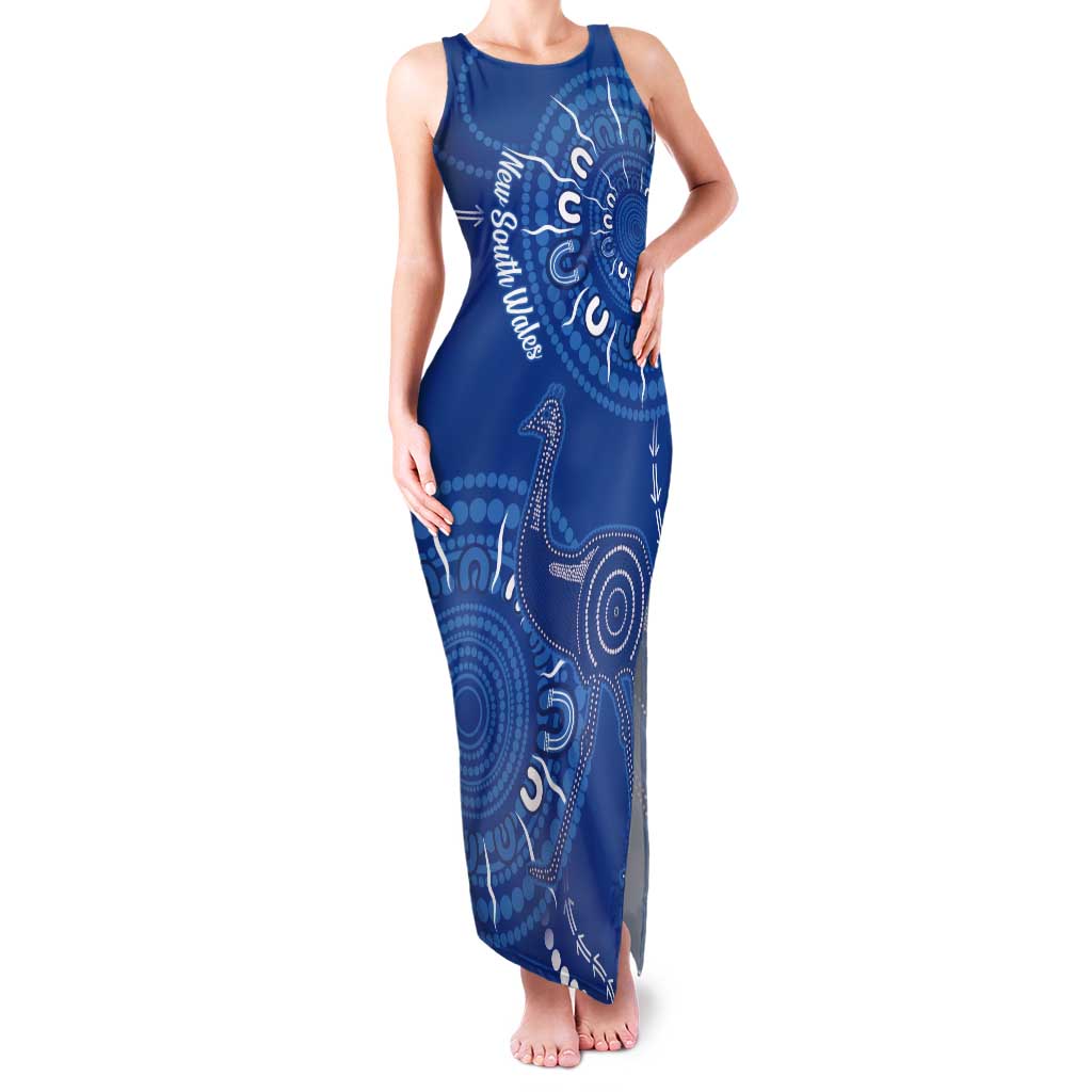 Australia New South Wales Tank Maxi Dress Aussie Emu With Aboriginal Art