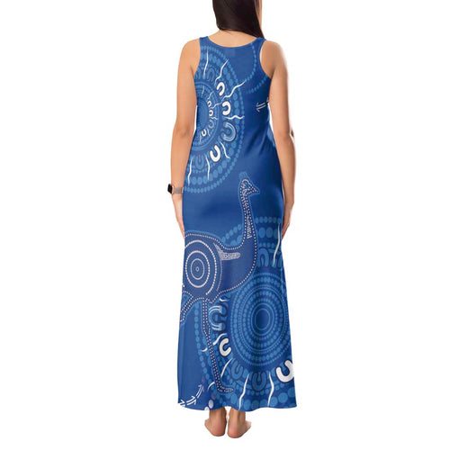 Australia New South Wales Tank Maxi Dress Aussie Emu With Aboriginal Art