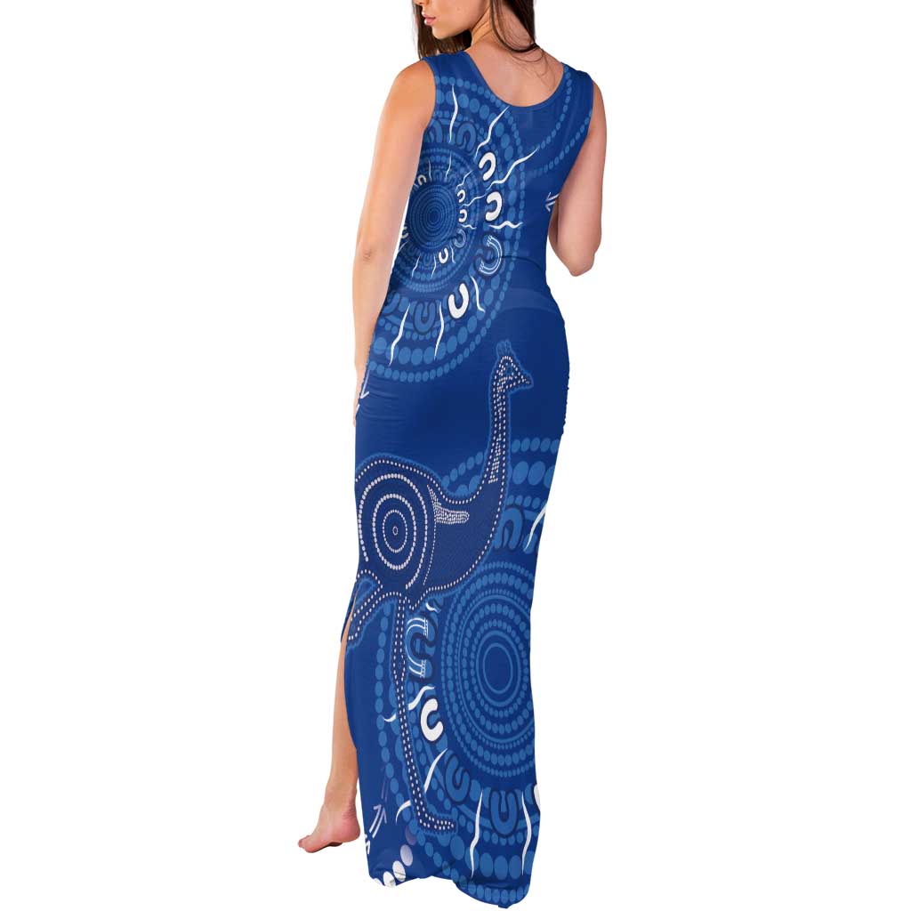 Australia New South Wales Tank Maxi Dress Aussie Emu With Aboriginal Art