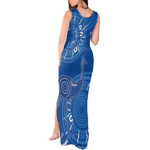 Australia New South Wales Tank Maxi Dress Aussie Emu With Aboriginal Art